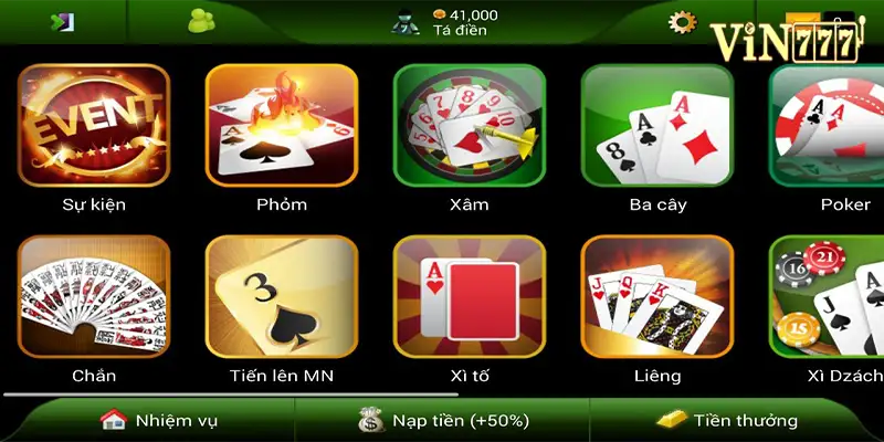 Những trò chơi game bài uy tín quen thuộc